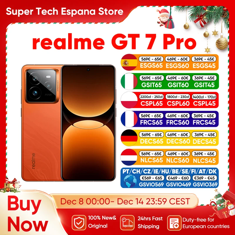 Version Globale realme GT 7 Pro Smartphone 5G Snapdragon 8 Elite AI Ultra-clear Snap Camera RealWorld Eco² Display 6500mAh Battery 120W Charge NFC AI Smartphone Version Globale realme GT 7 Pro Smartphone 5G Snapdragon 8 Elite AI Ultra-clear Snap Camera RealWorld Eco² Display 6500mAh Battery 120W Charge NFC AI Smartphone