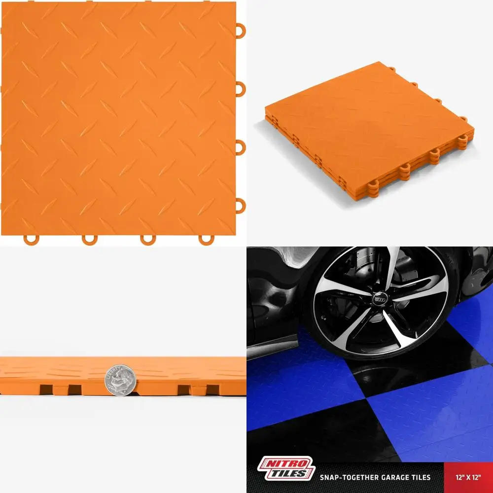 

Interlocking Garage Floor Tiles 12x12, Orange Diamond Pattern, 52-Pack for Enhanced Durability and Style