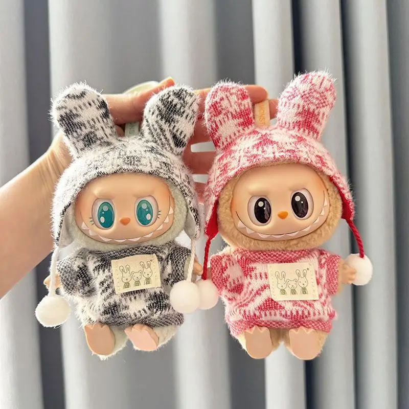 For 15-17 cm Labubu clothes outfit Labubu sitting party jacquard two-piece set Dolls Accessories Cute Decoration