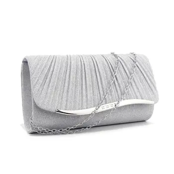 紫色新款褶皺女士晚餐包閃亮時尚信封式設計手提包,帶肩包和手拿包功能 8 最佳銷售 淡紫色袋子 - №6