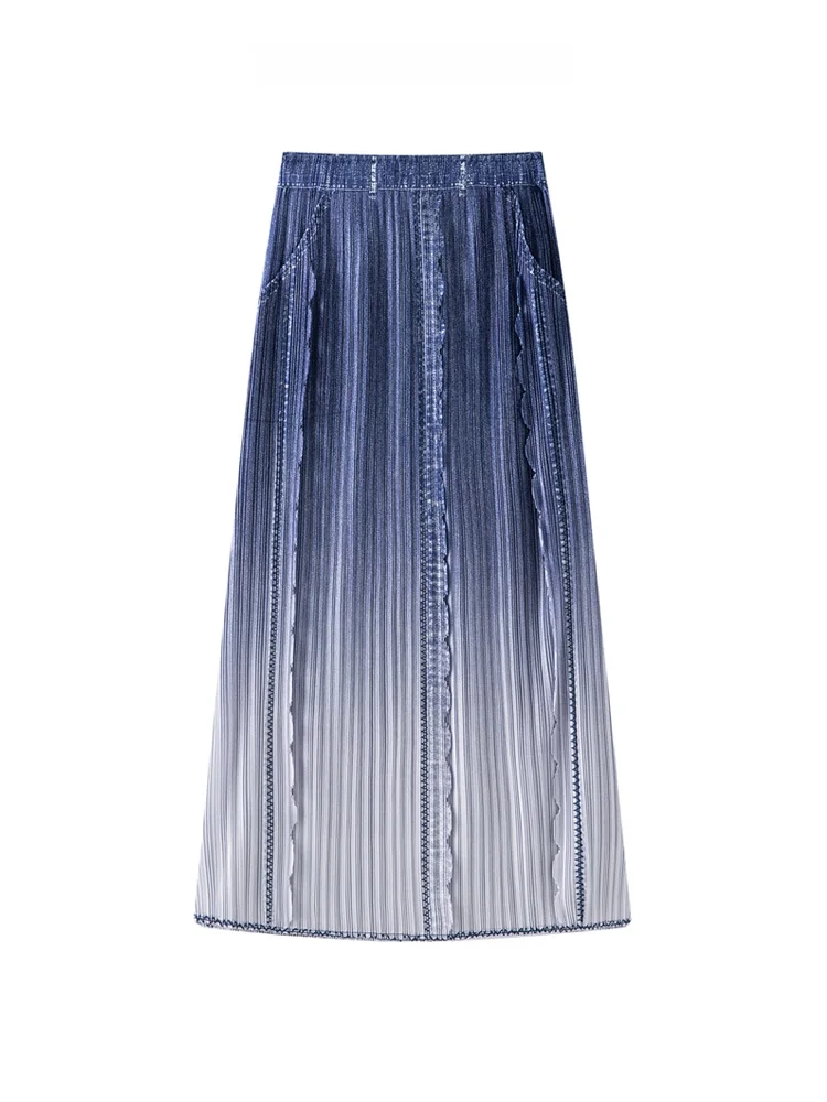 

Юбка миди с градиентным переходом цвета, приталенная, универсальная, с высокой талией, плиссированная, прямого кроя, для лета 2026 от бренда Folded