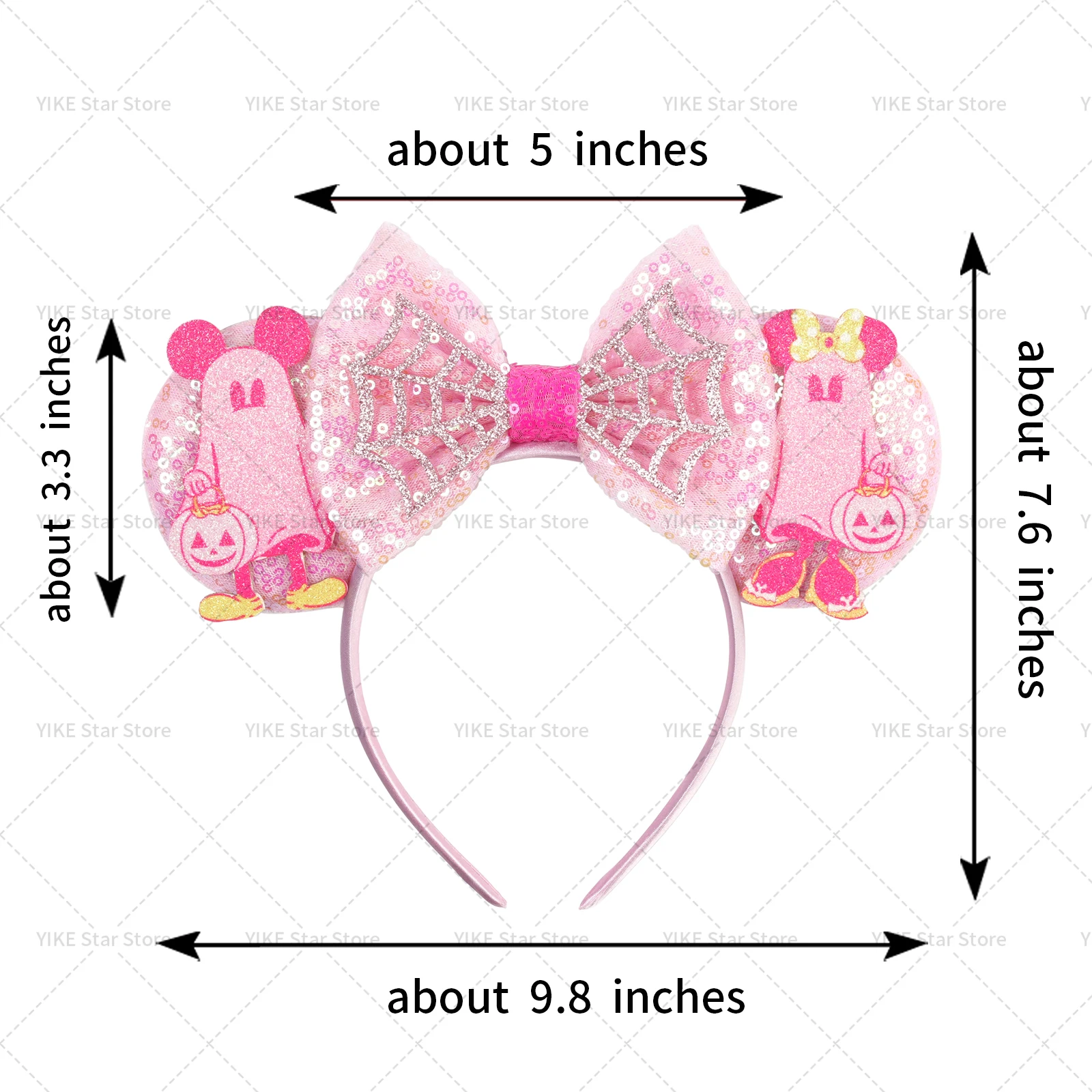 Diademas con orejas de Mickey Mouse de Disney, diadema de murciélago fantasma de Halloween para niñas y niños, diademas de Cosplay de bruja, accesorios para el cabello para mujeres