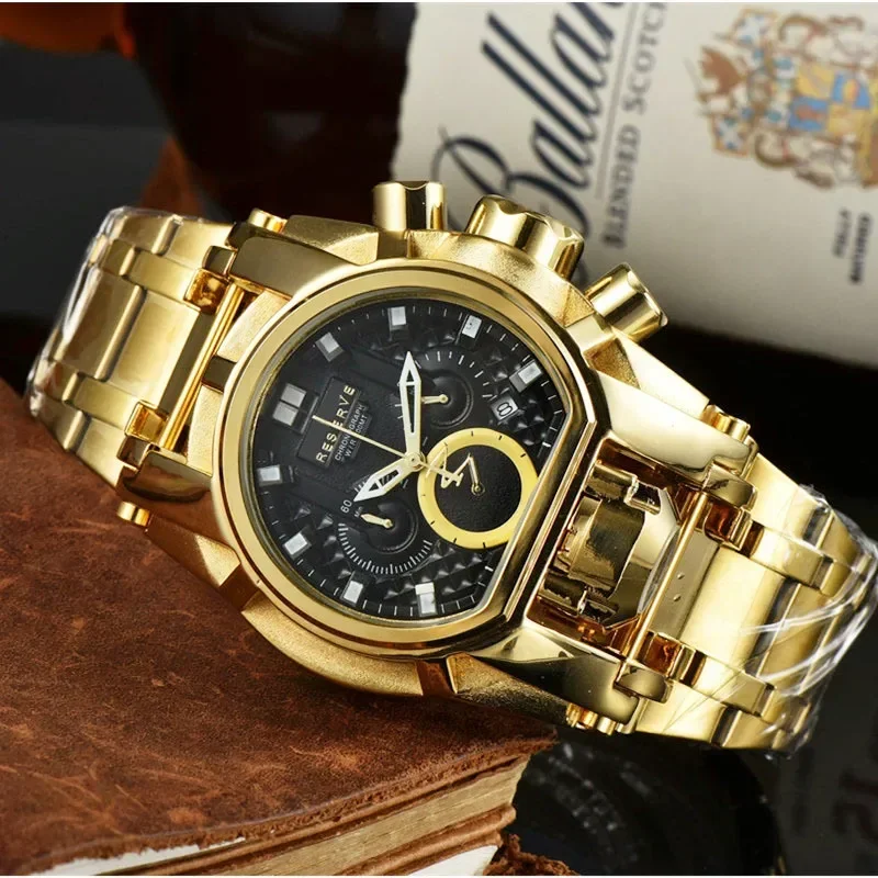 Luxury Undefeated Invicto Mens Watches Reserve Bolt Zeus Chronograph Quartz stainless steel Invincible Watch Relógio Masculino