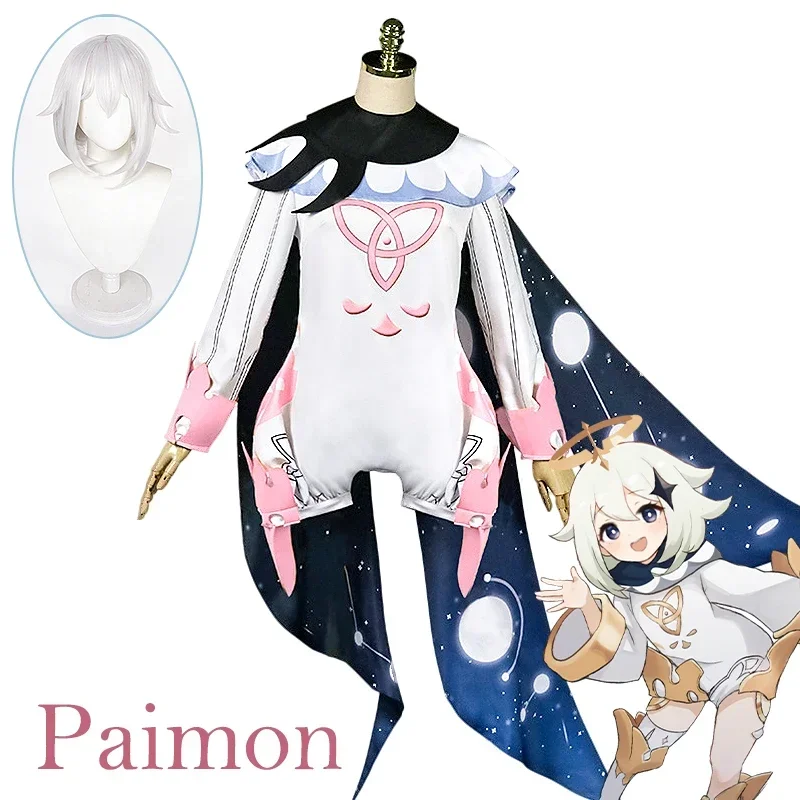 

Genshin Impact Paimon Cosplay Costume Uniform Wig Cosplay Anime Chinese Style Halloween Costumes for Women Game