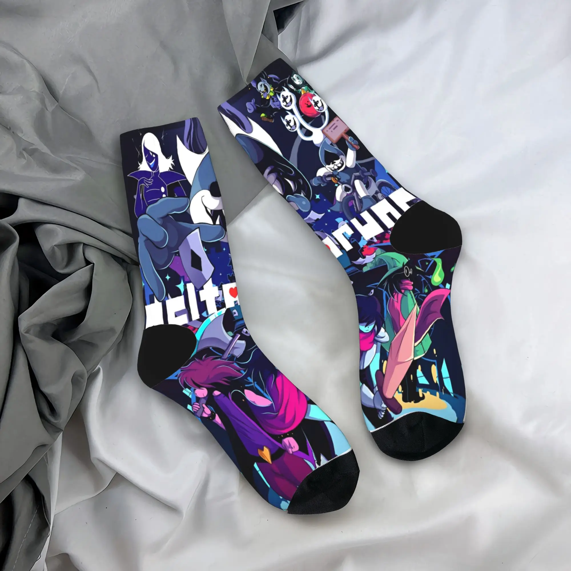 

Deltarune Socks Men's Women's Polyester Funny Happy Socks Harajuku Spring Summer Autumn Winter Middle Tube Socks Gift