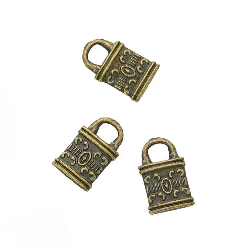 

50pcs 12*8mm Vintage lock design pendants for jewelry handmade Zinc alloy netal HWL2658