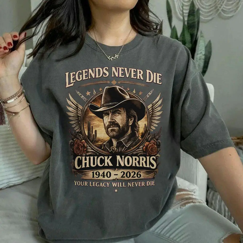 Camiseta con estampado de Chuck Norris para hombre y mujer, nueva ropa de algodón de verano, camiseta de manga corta con cuello redondo a la moda Retro, ropa de calle