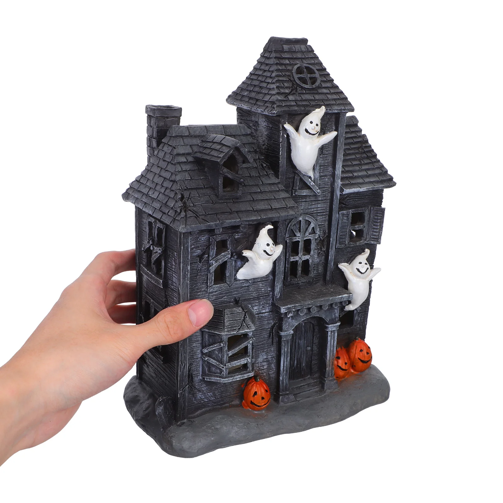 

Halloween Spooky Ghost Ornament Light Up Haunted Decoration Scary Resin Statue for Desktop Holiday Display
