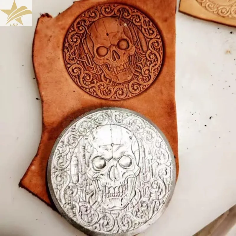 

Round Skull Leather Stamp Mold, 3D Veg Tan Leather Tool, Gothic Skull Pattern, Machine Press Only, Leather Craft Press Mold