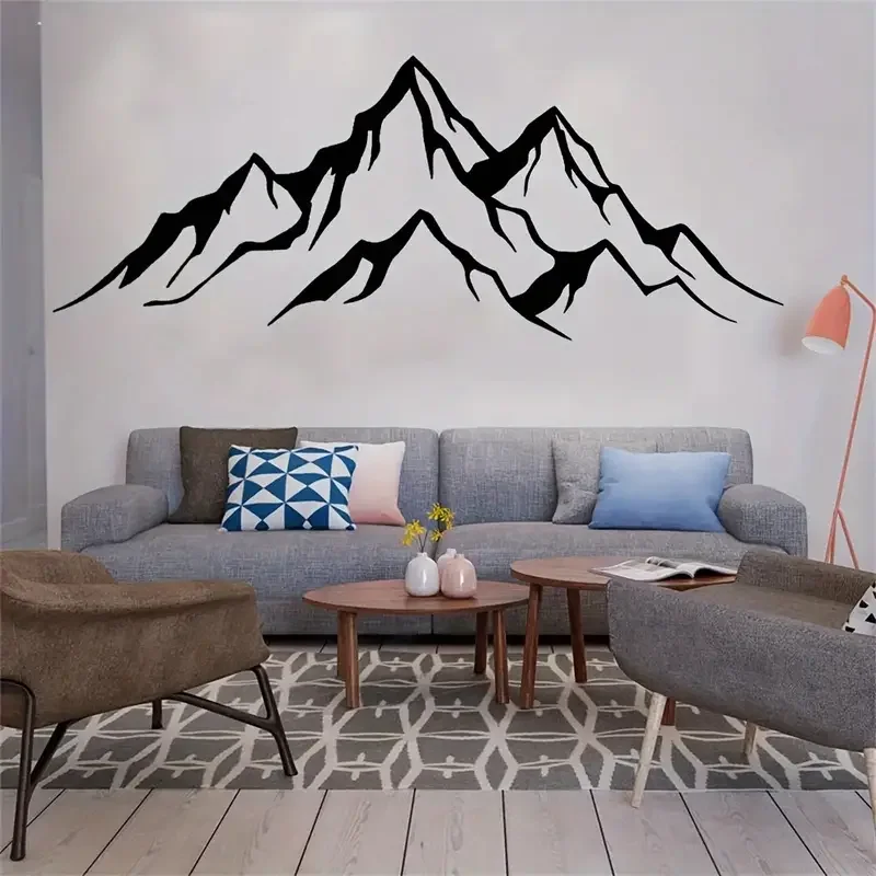 1pc Creative Vinyl Wall Sticker, Mountain Silhouette Print, Self-Adhesive Wall Sticker For Bedroom, Entryway, Living Room, Porch