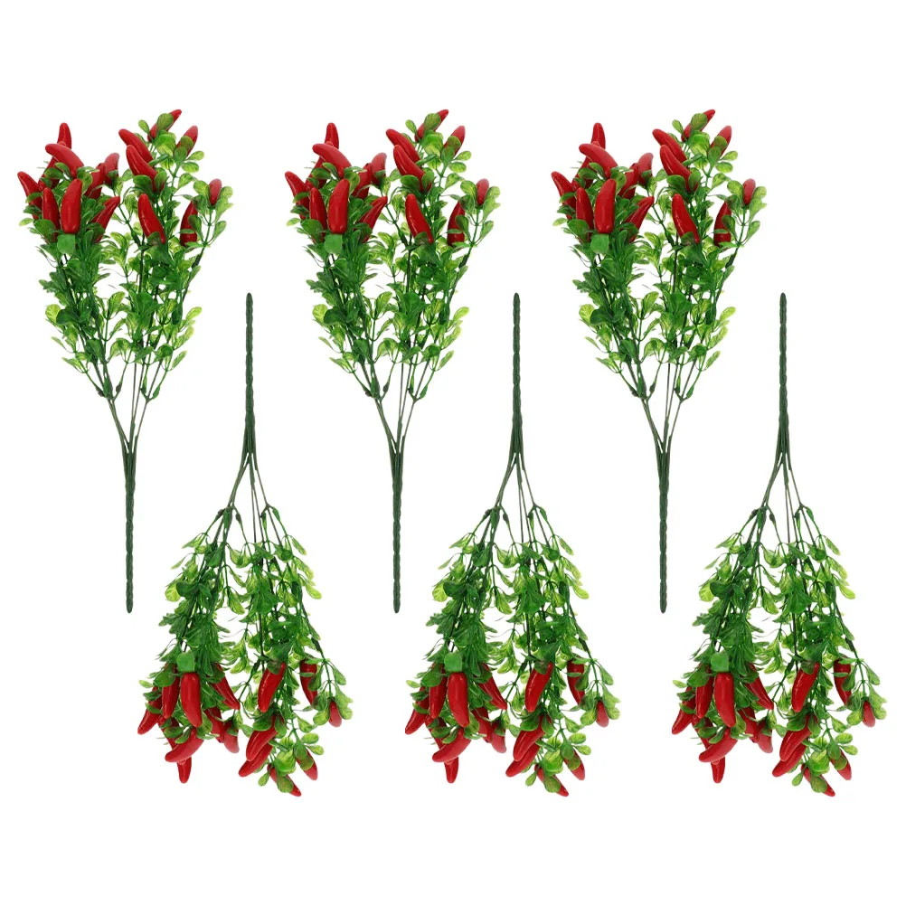 

6 Pcs Chili Bunches Lifelike Faux Pepper Branch Decor Black Fake Plastic Chili Branch PeppersArtificial Vegetable Stems