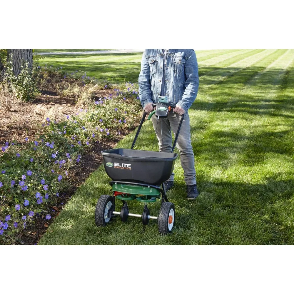 Elite Spreader for Grass Seed, Fertilizer, Salt, Ice Melt, Durable Push Spreader Holds up to 20,000 sq.ft. Product