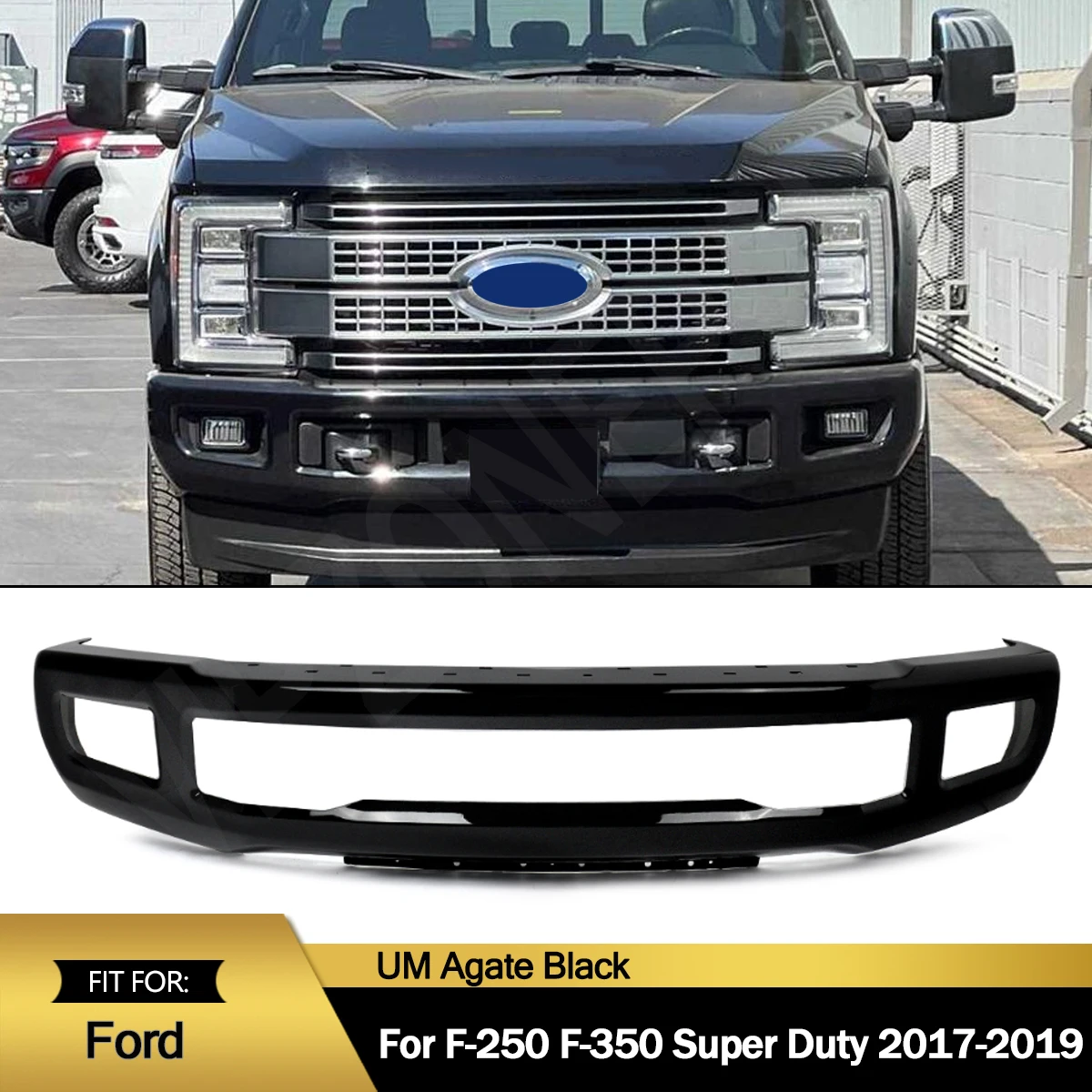 

Magickit Front Bumper Guard Assembly Modified For Ford F250 F350 Super Duty 2017 2018 2019 Front Bumper Face Bar Agate Black UM