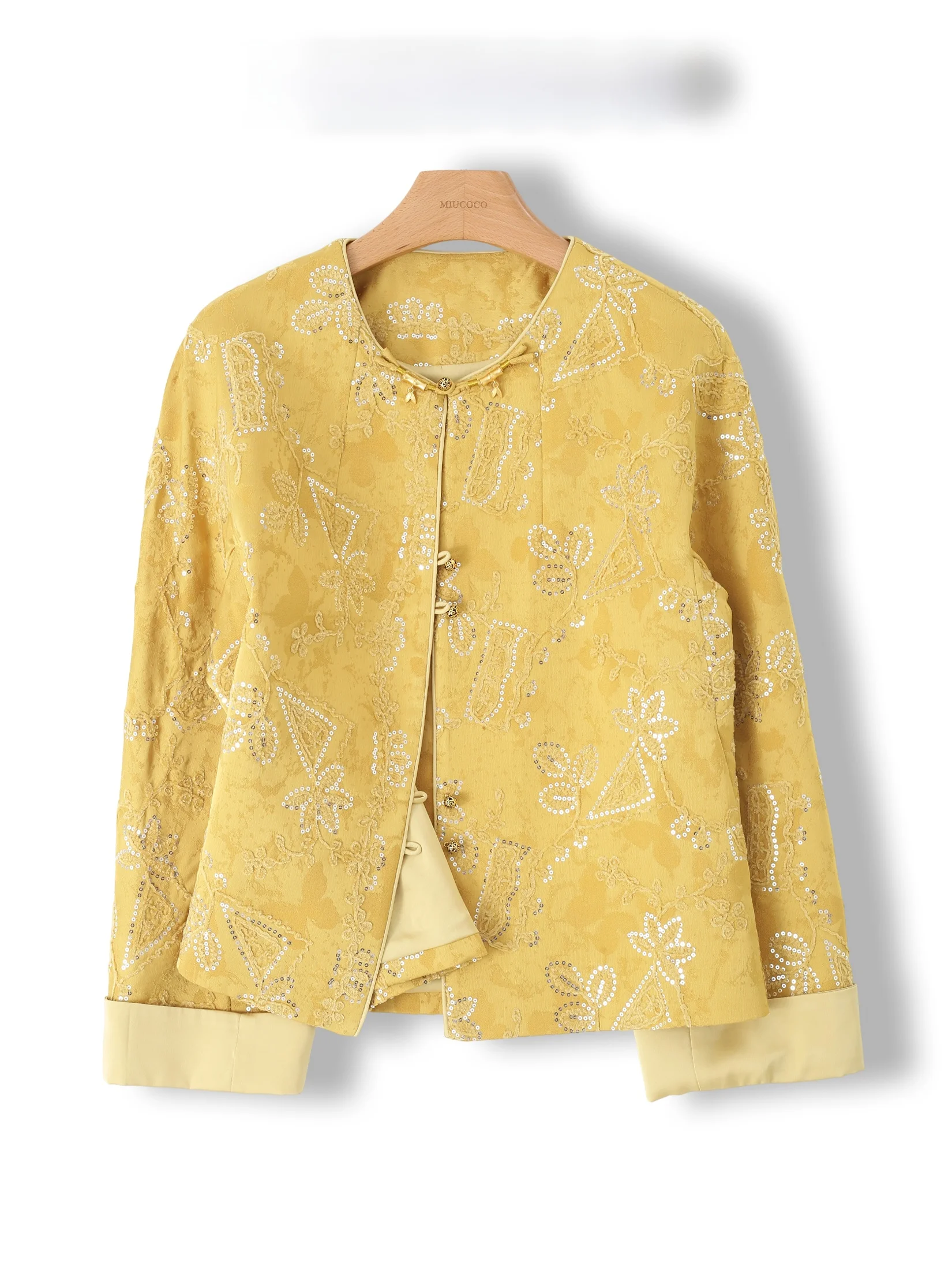 Exquisite Embroidered Heavy Work Silk Women's Jacket Chinese Style Elegant Beauty Fashion Short Outerwear round Neck Button C...