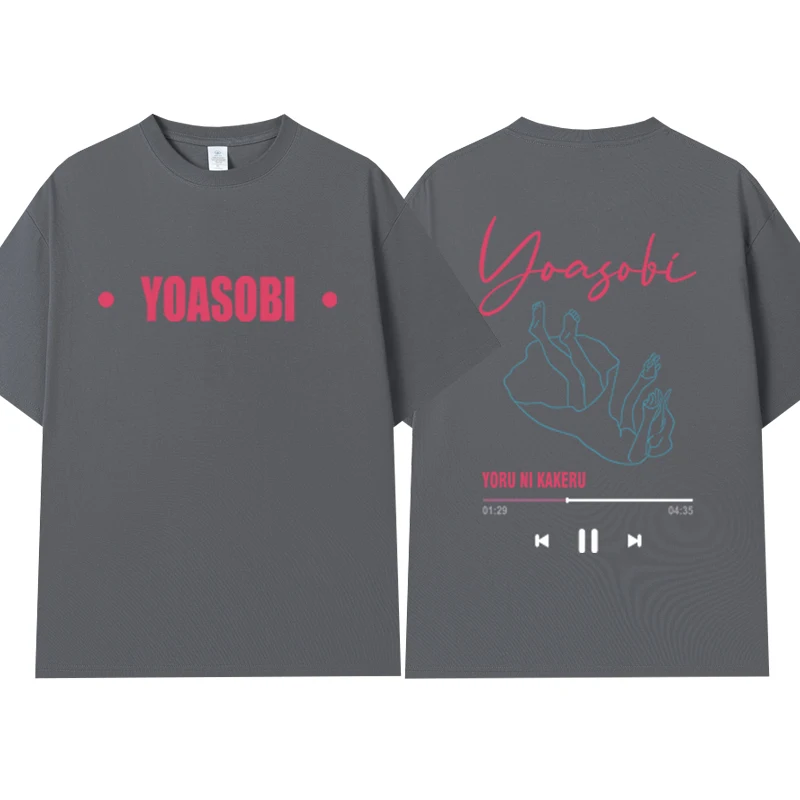 تي شيرت Yoasobi Band Illustration فضفاض بأكمام قصيرة للجنسين، إصدار مشترك للصيف، رقبة دائرية، تي شيرت كاجوال من القطن