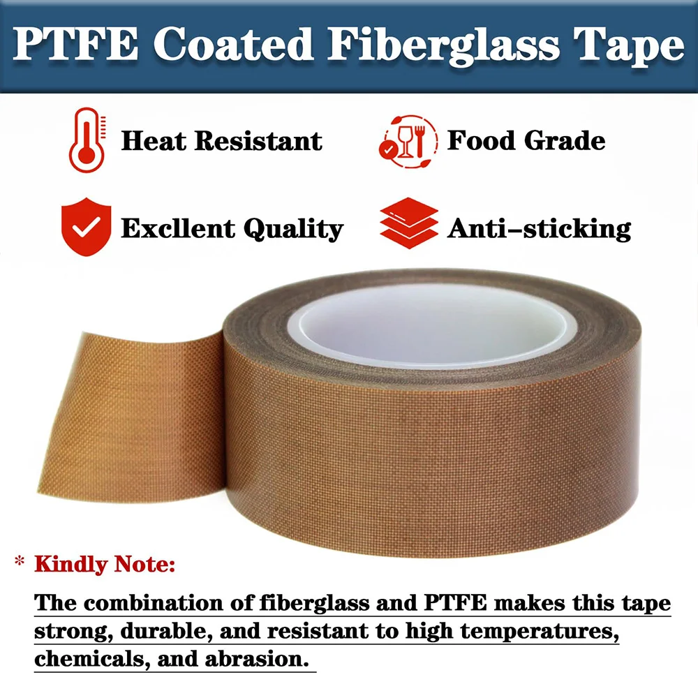 Black PTFE Teflon Tape High Temperature Resistant 300 Degrees Vacuum Machine Packaging Sealing Insulating Tape 10M/Rolls