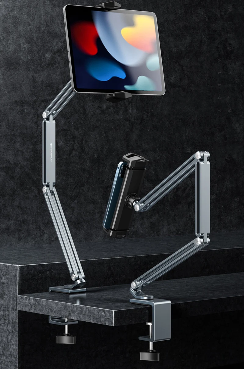 Portable Monitor Holder Aluminum Alloy Folding Arm Magnetic Construction 14 15.6 17.3 Inch Monitor Mount