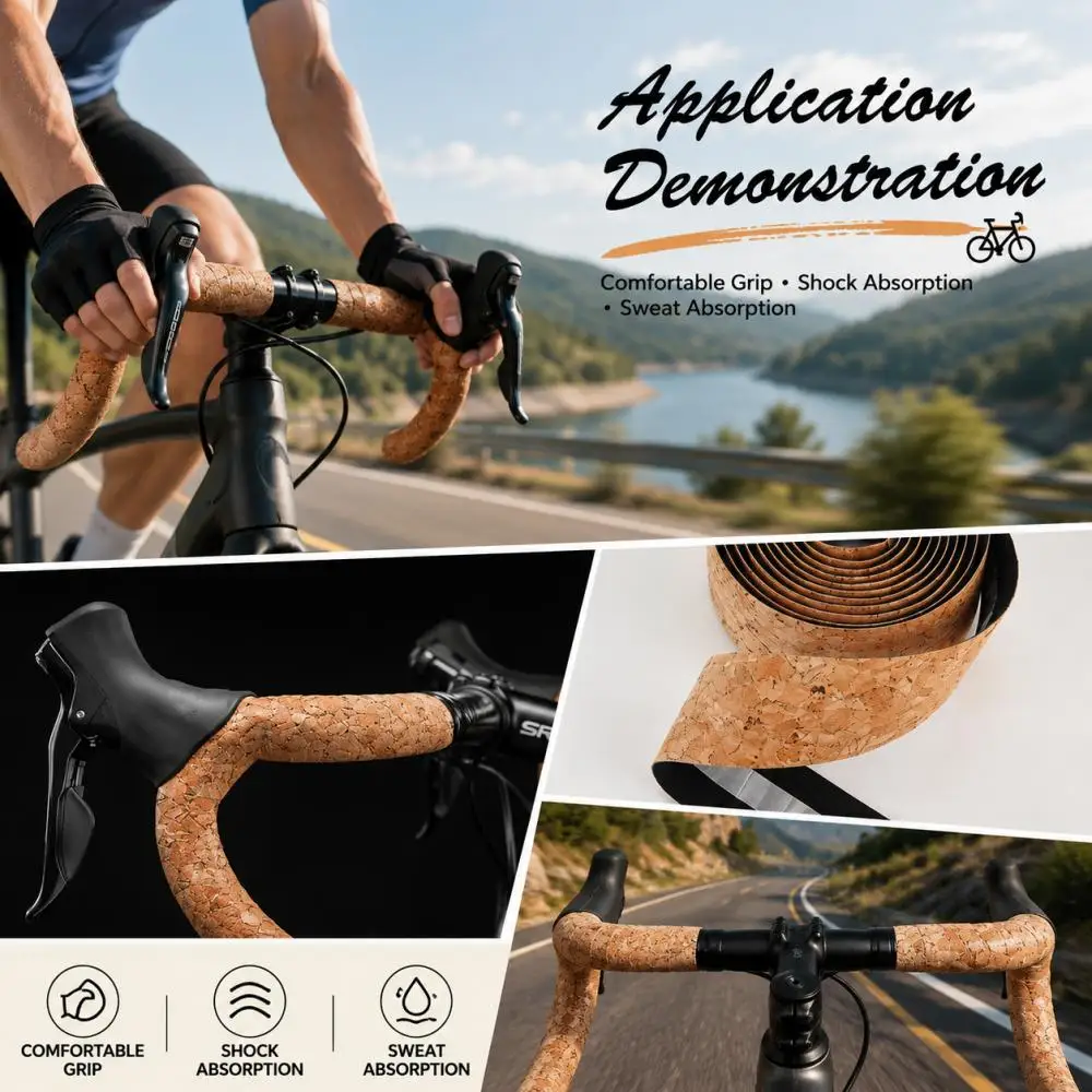 SEER Kork Rennrad Lenkerband EVA Anti-Rutsch Shockproo Rennrad Lenker Strapsf Bänder Fahrräder Zubehör – Detail 9