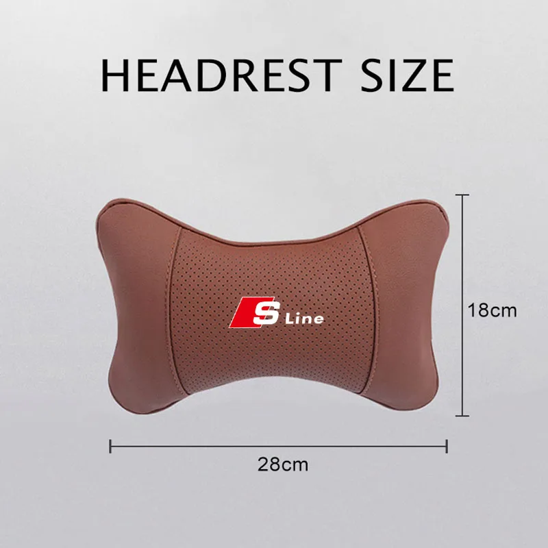 1Pcs Car Seat Headrest Auto Logo Neck Pillow For Audi Sline A3 A1 A4 B8 B7 A6 C7 A5 A7 A8 B9 B6 C6 Q2 Q3 Q5 Q7 Q8 TT S3 S4 S7 S8