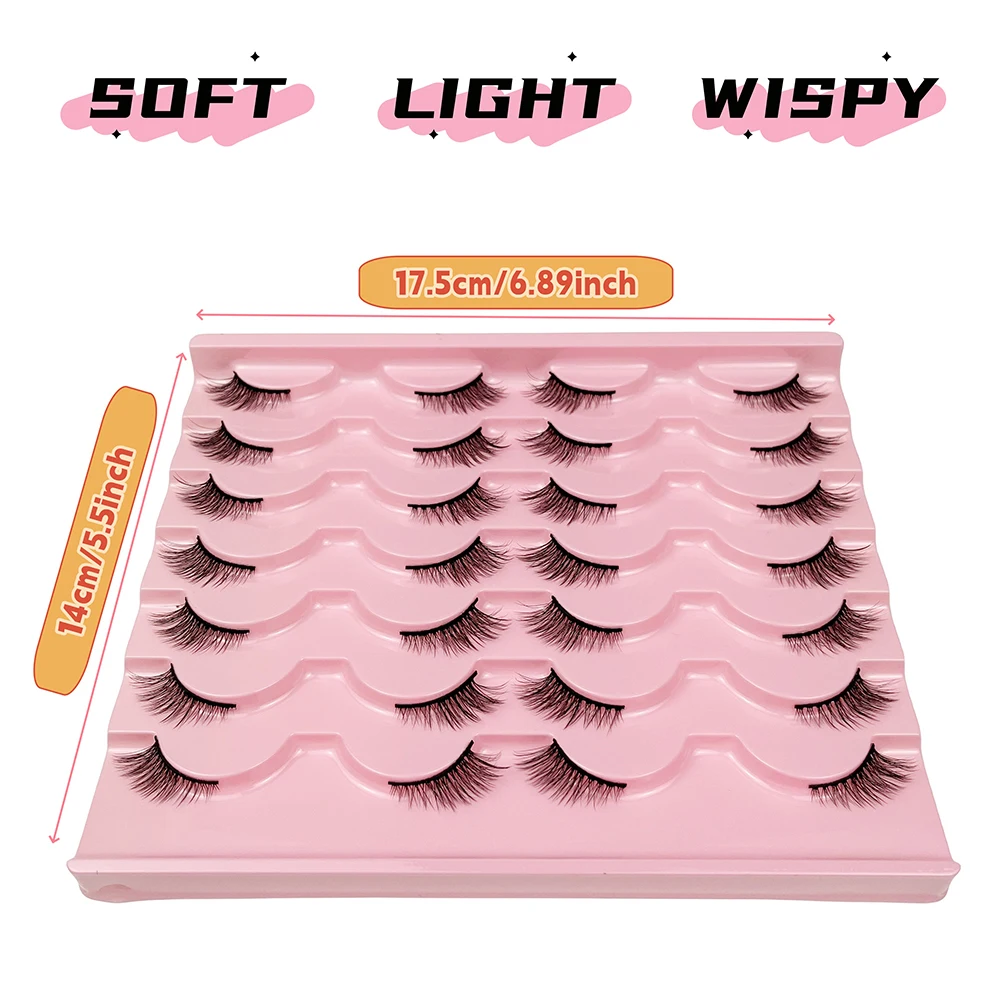 14 paia di mezze ciglia, ciglia finte occhio di gatto spesse e soffici, riutilizzabili, adatte per le feste