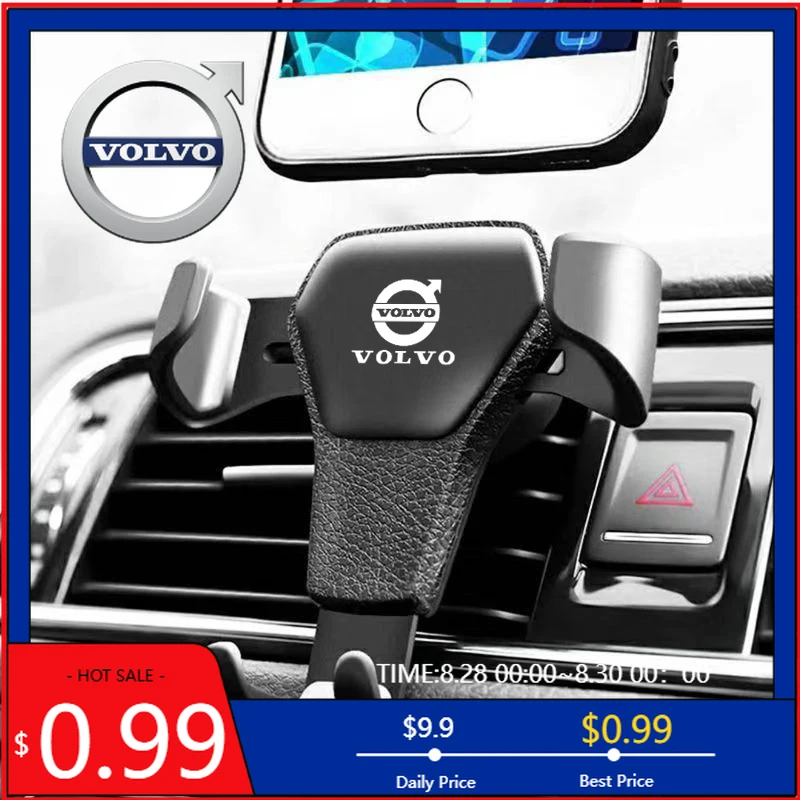 

Автомобильный держатель для телефона с гравитационным центром колеса, зажим для вентиляционного отверстия, подставка для мобильного телефона, поддержка Volvo Rdesign V60 V40 XC90 S60 C30 XC60 V5
