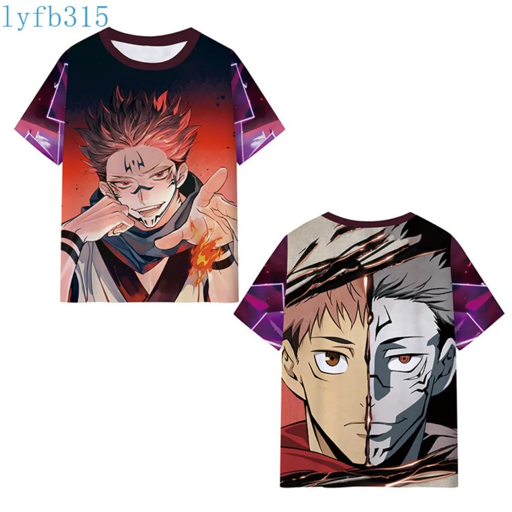 

A Captivating Anime T-shirt! Jujutsu Kaisen 3D Print Dark Style Sporty Casual Anime Exhibition Short-Sleeve T-Shirt
