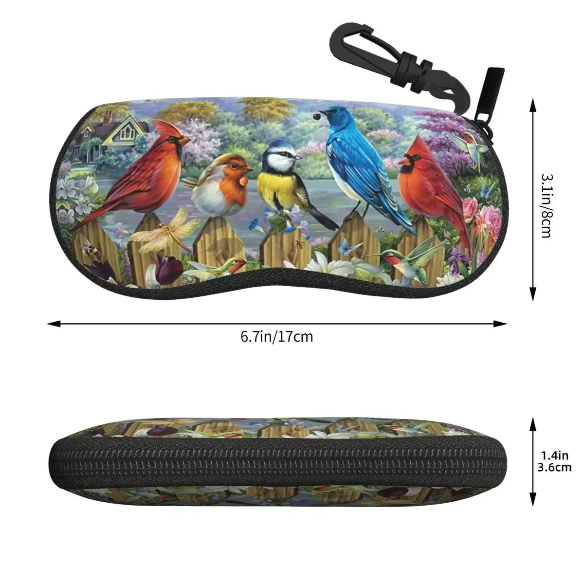 Custom Birds In A Blooming Garden Glasses Case Stylish Shell Eyeglasses Case Sunglasses Box