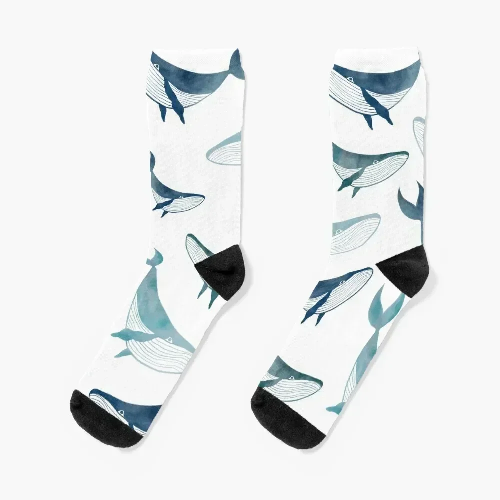 

Blue whale illustration Socks japanese fashion halloween Toe sports Socks For Man Women's