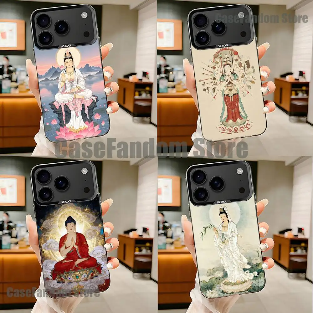 

Chinese Buddhist Traditional Guanyin For iPhone 17,16,15,14,13,12,11,Pro,MAX,Plus Black Shockproof Candy Matte Cover