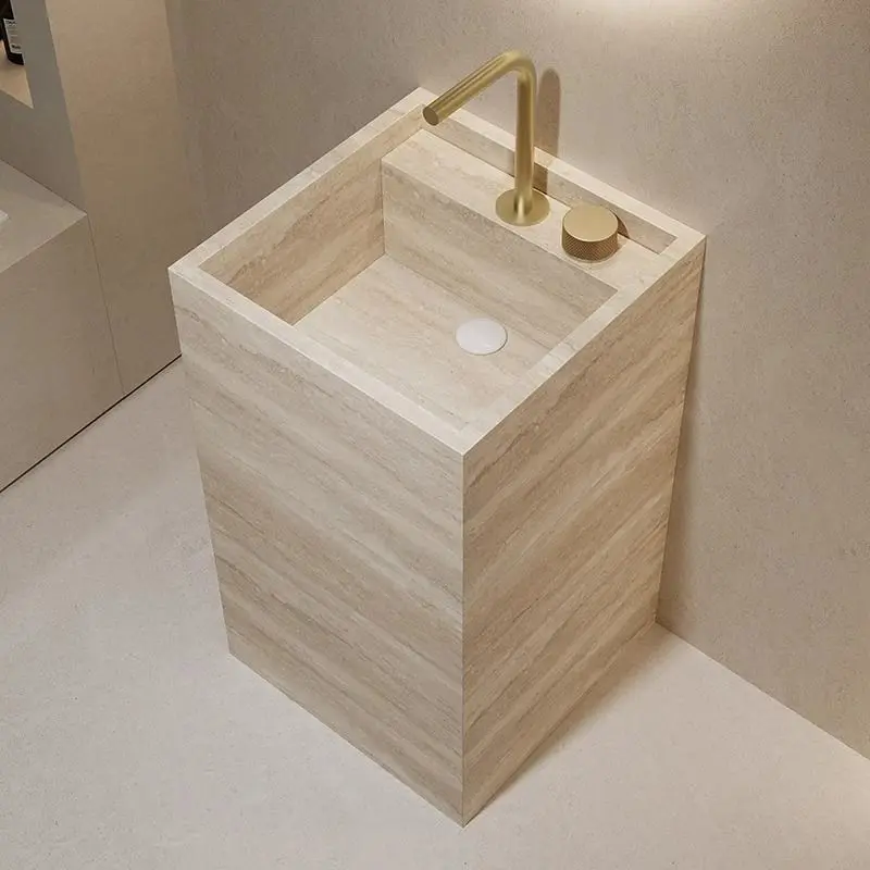 Column rock slab sink cabinet combination bathroom sink