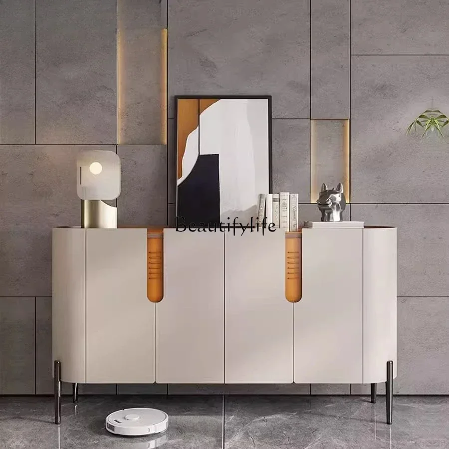 

56Italian light luxury saddle leather entrance entrance cabinet modern simple side cabinet