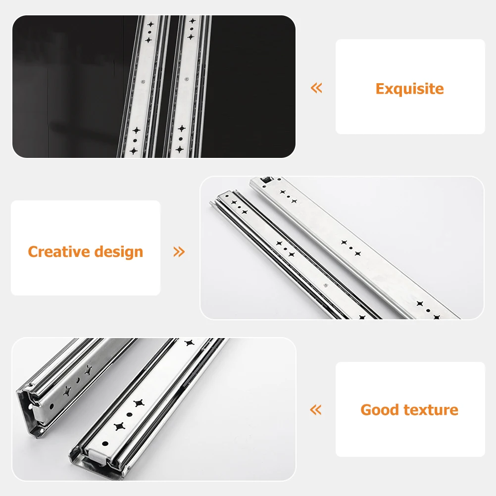 

2Pcs Heavy Duty Drawer Slides Cabinet Rail Smooth Slide Desk Wardrobe Dresser Use Hardware