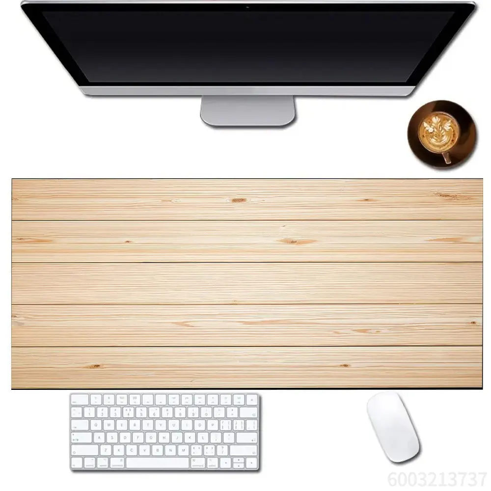 Light Wood Grain XXL Mouse Pad, Natural Wooden Texture Large Desk Mat, Non-Slip Lock Edge Keyboard Mat for Office Home