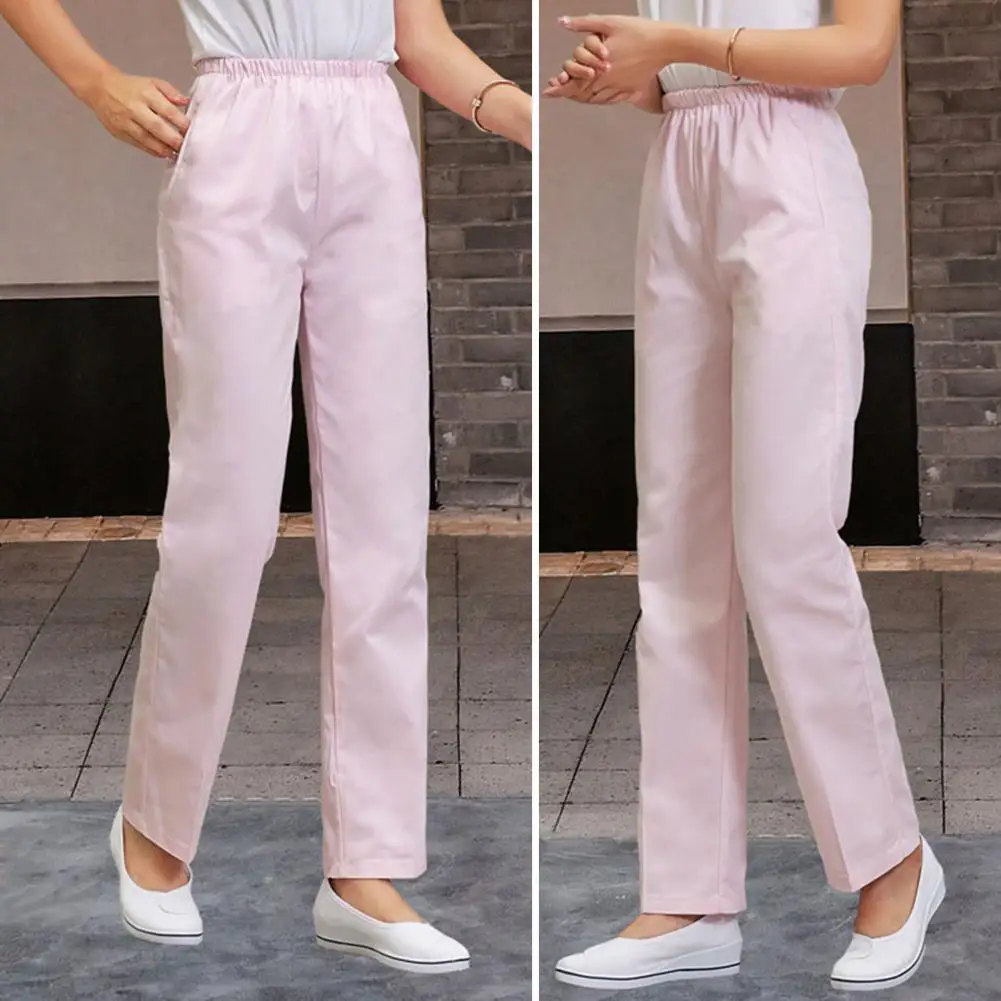 

Nurse Uniform Pants Solid Color Mid-rise Elastic Waist Wide Leg Nurse Pants for Doctors Nurses Comfortable Long for Summer