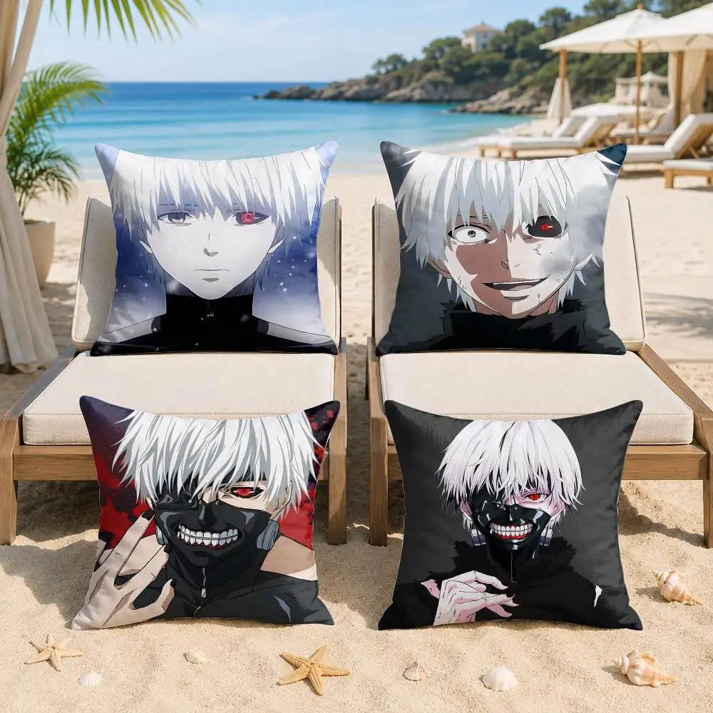 Tokyo G-Ghoul Kaneki Anime Cushion Cover Silky Short Plush Invisible Zipper Dustproof Sofa Pillow Case For Home Decor