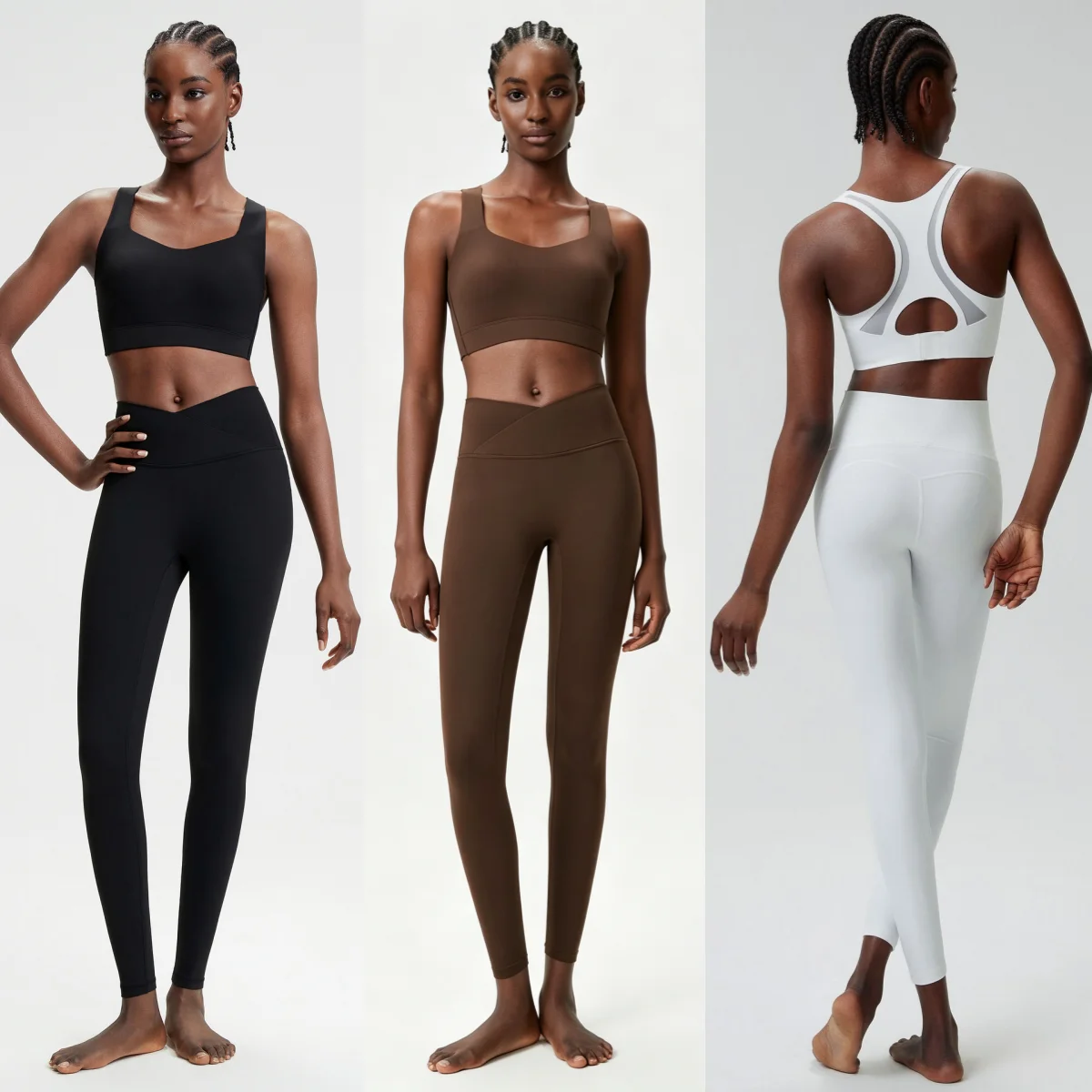 Women 2‑Pcs Yoga Set U‑Neck Anti‑Bounce High Support Racerback Sports Bra High Waist Leggings Quick‑Dry Pilates Workout Gym Set