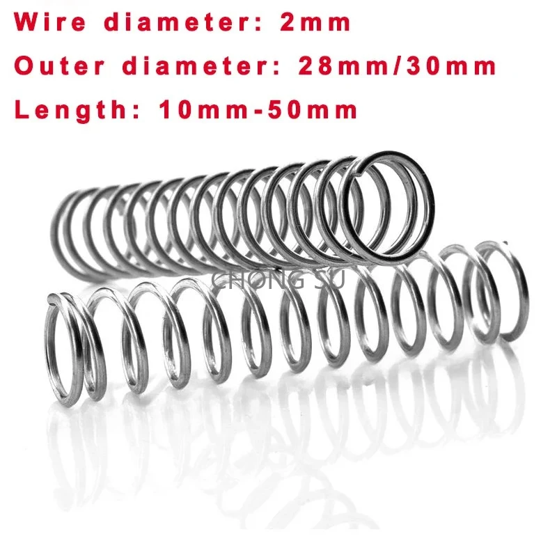 

4 Pcs 304 Stainless Steel Compression Spring WD 2mm*OD 28mm/30mm*Length 10mm-50mm Release Pressure Spring