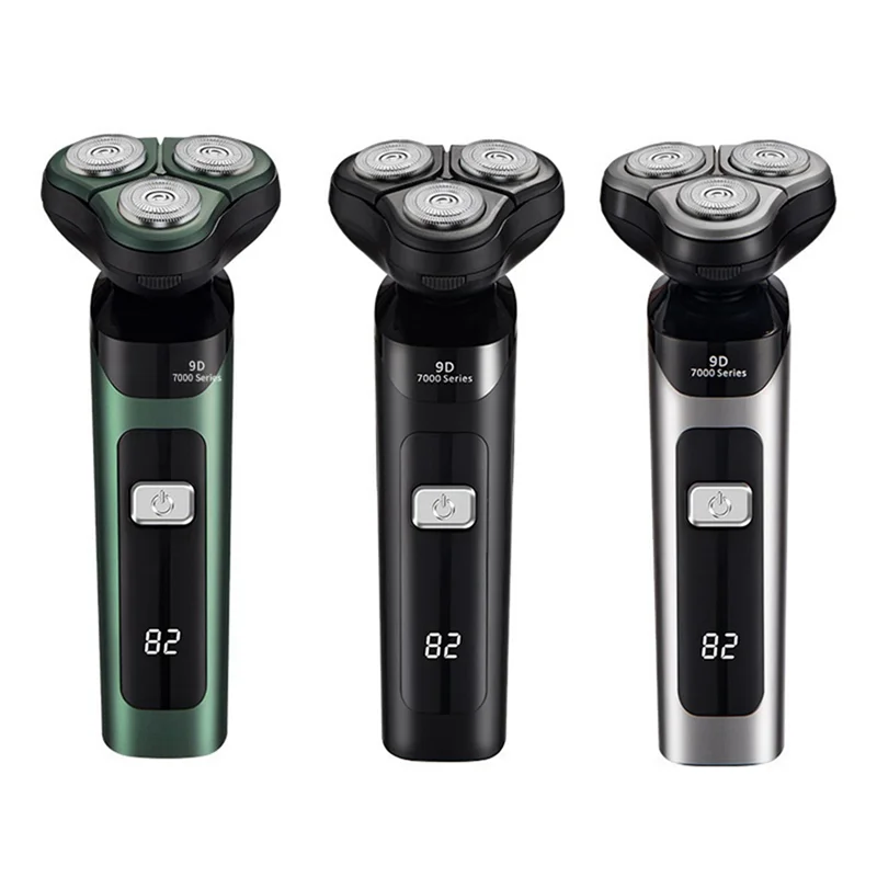 A19Q-電気シェーバー LCD デジタルディスプレイ 3 ヘッドフローティング充電式スマートカミソリ防水シェーバー Type-C 充電