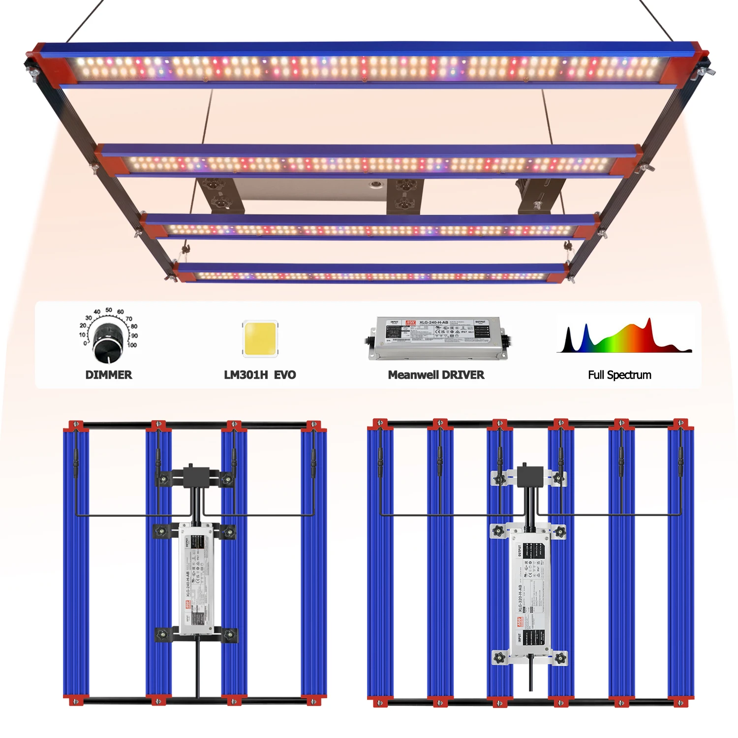 Barra de luz LED para cultivo, lámpara similar al Sol para invernadero de flores y plantas de interior, 1000W sam-sung LM301H EVO Quantum Tech