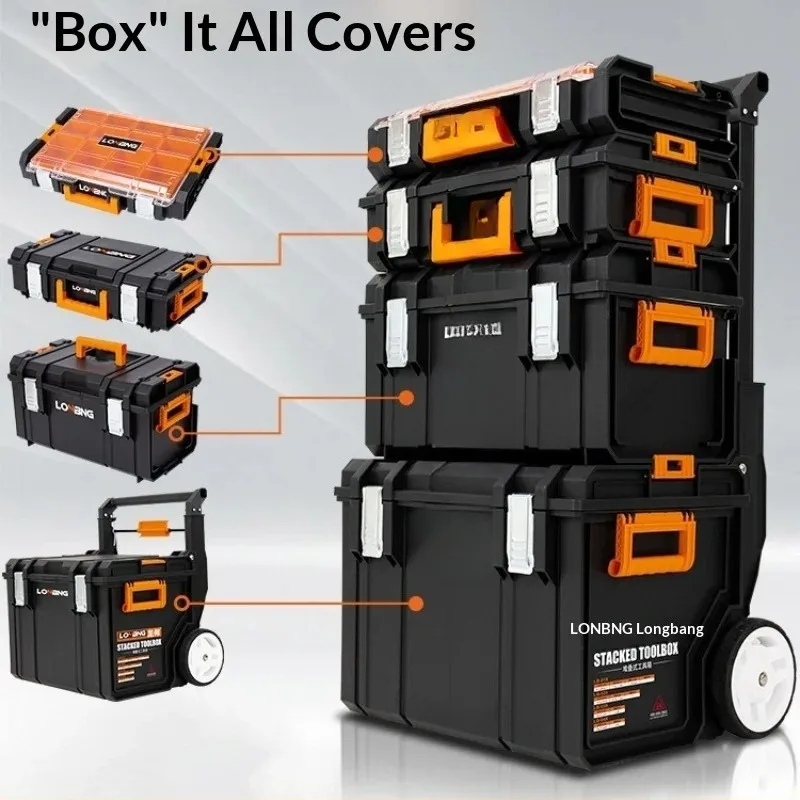 Tool Stackable Case Toolbox Heavy Duty Portable Lockable Metal Tool Box Rolling Tool Chest Organizer Garage Workshop Mechanic