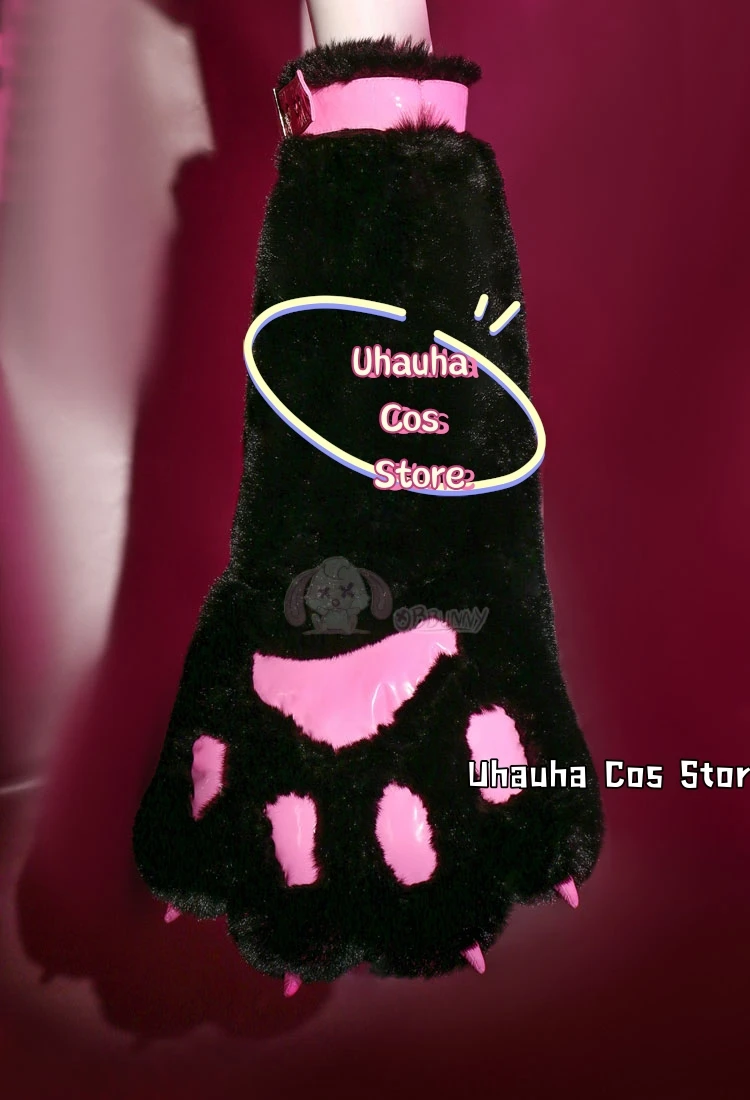 Gothic Nurse Outfit Cosplay Costumes Sexy Lingerie Top+Leather Miniskirt With Furry Paws &Thigh Socks For Anime/Halloween Show