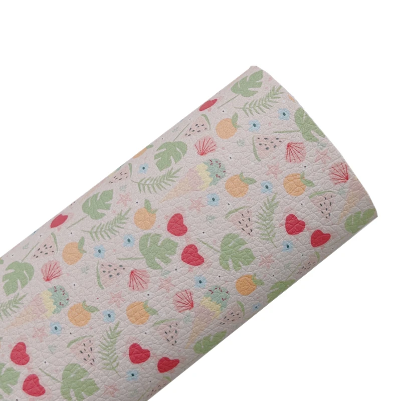 New Rainbow 30x136cm Summer Design Watermelon Island Faux Leatheretter Sheet For Making Bows, Accessories, Earrings, DIY Crafts