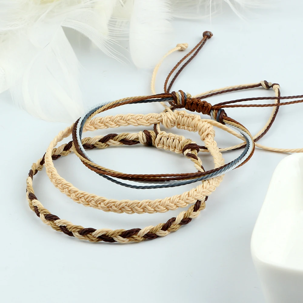 3Pcs/set Waterproof Wax Thread Braided Bracelets Women Men Handmade Multicolor Tibetan Buddhist Bracelet Friendship Yoga Jewelry