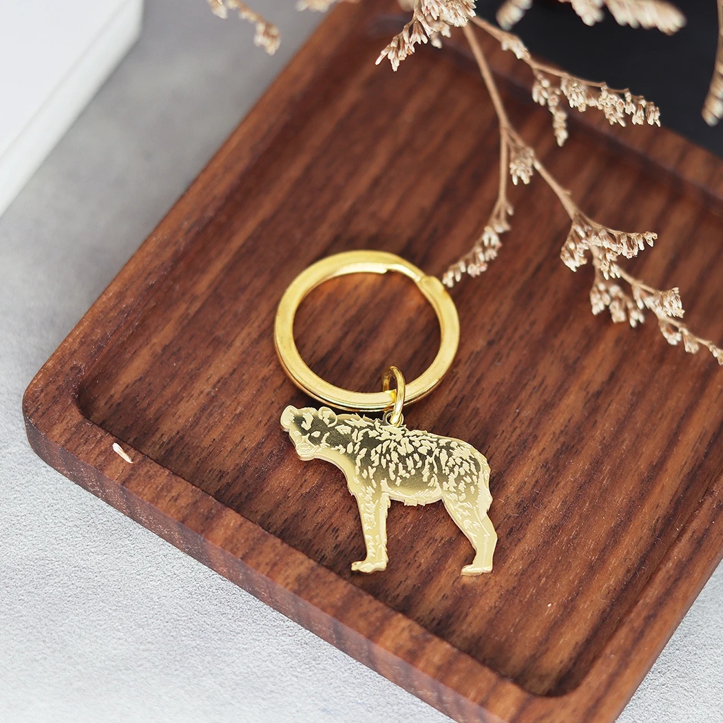 Stainless Steel Personalized Hyena African Dog Keychain Tag Trendy Jewelry For Women Custom Name Key Ring Engraved Keyring