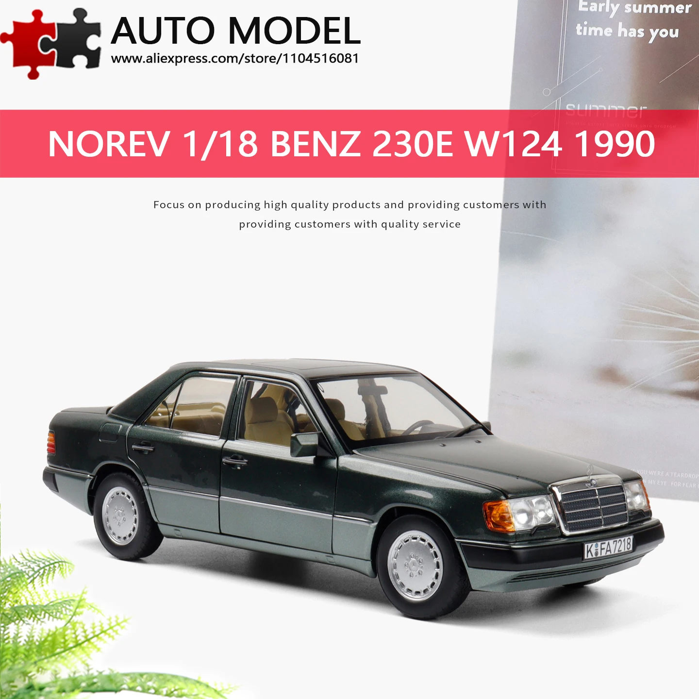 

1990 Mercedes-Benz 230E W124 Fifth Generation Mercedes E-Class Retro Vintage Car Replica Alloy Car Model Norev 1:18 Die-Cast Metal Scale Static Model Collectible Adult Toy Boy's Gift