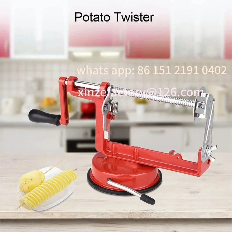 

Customizable Stainless Steel Hand Crank Manual Spiral Potato Chips Cutter Suction Base Kitchen Tool Potato