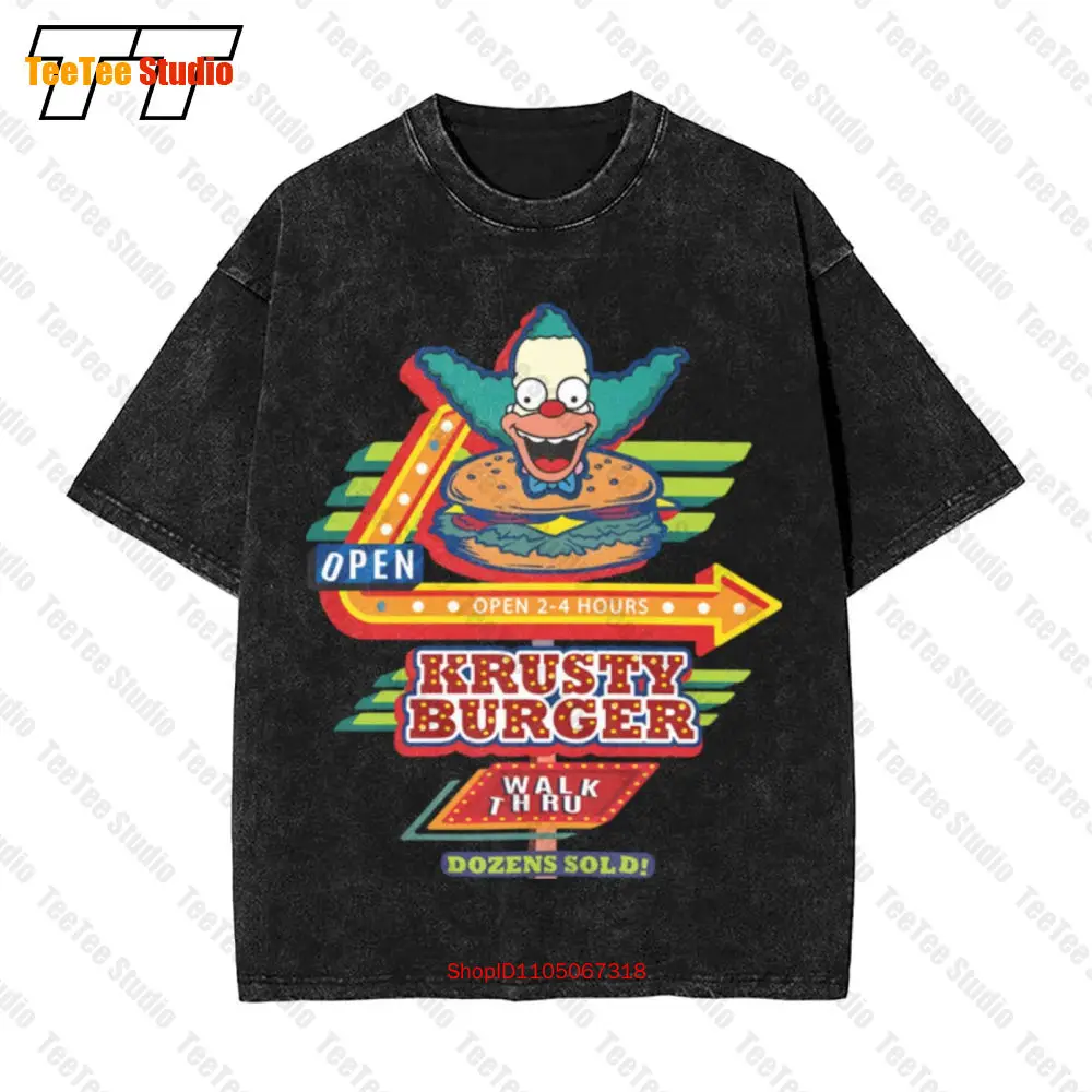 Krusty Burgers Restaurant Sign Vintage Oversized T-Shirt N0LT