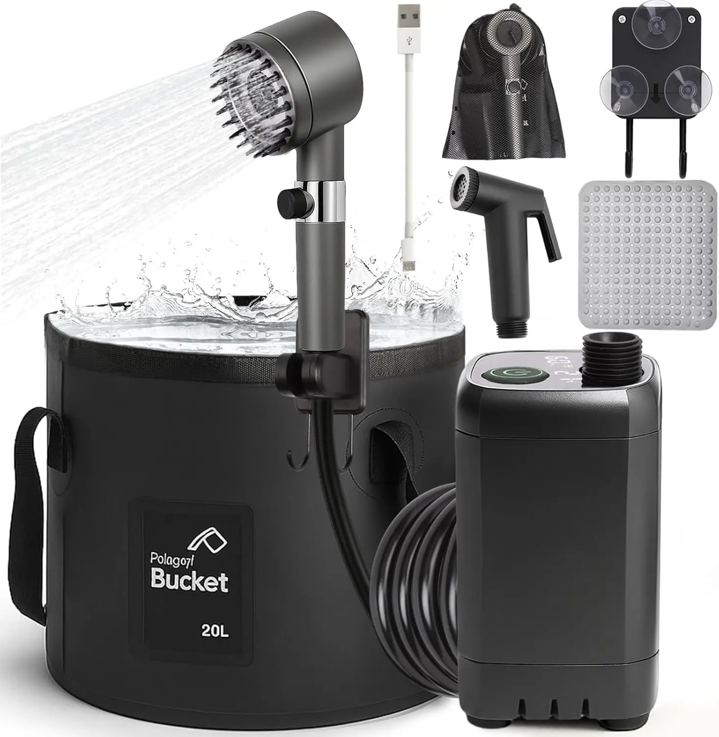 

STLF DZ WJW Advanced Rechargeable Camping Shower Pump, 9000mAh Portable Shower for Camping