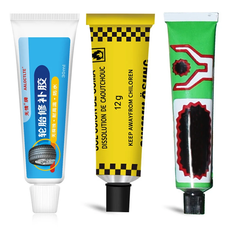 Pneu preto resistente ao desgaste Repair Glue Kit, Pneu Reparação Tool, Borracha, Não corrosivo, Colas adesivas