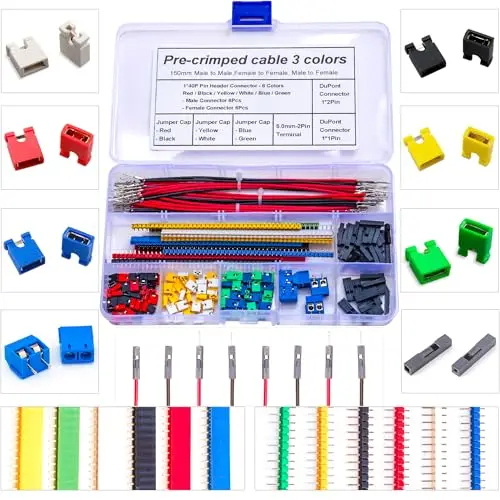 2.54mm Male Female Jumper Wire Connector Kit, 40Pin Male Female Breakaway Single Row Pin Header PCB Header 2.54mm Jumper Cap